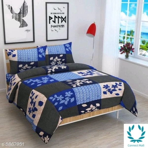 Bedsheet Queen Size - Queen (Length Size: 90 in Width Size: 90 in Pillow Length Size: 27 in Pillow Width Size: 17 in), Poly Cotton